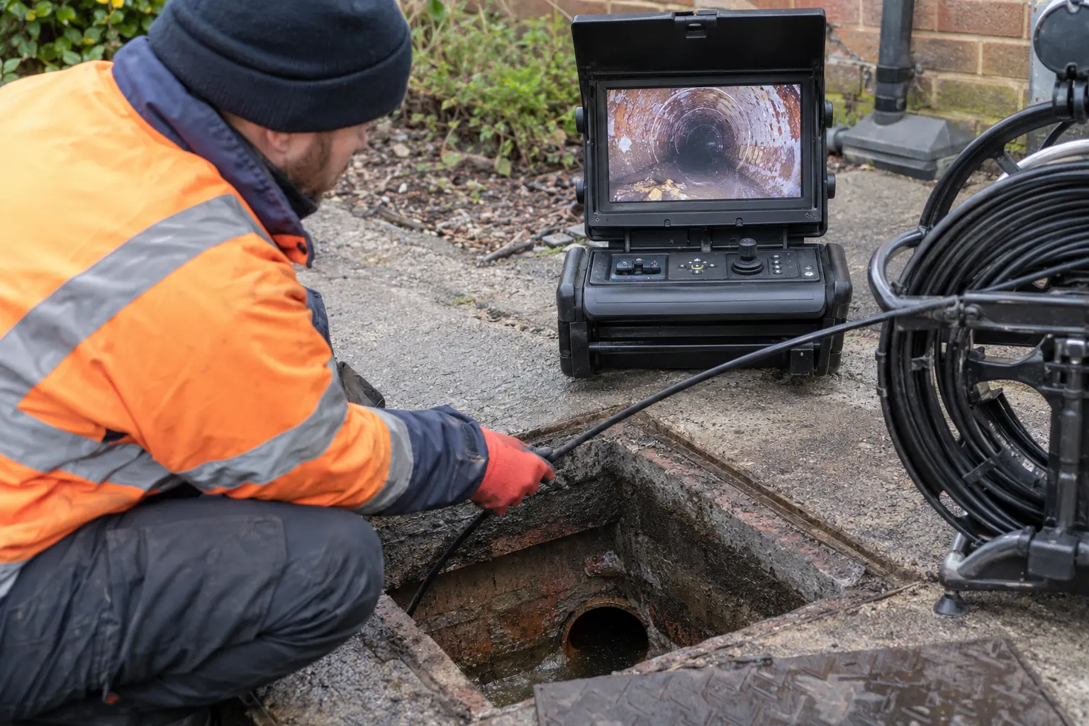 Blocked Drain Camera Survey carried out by a drainage survey engineer